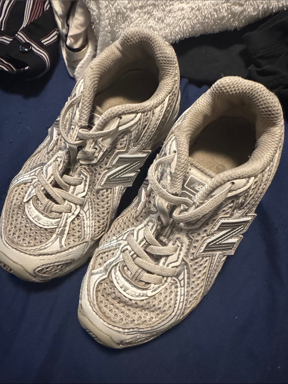 New Balance Light Gray Kids Mesh Sneakers